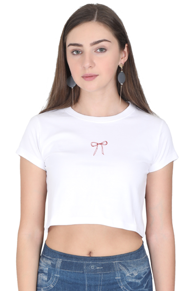 Bow (Center) - white/black Crop Top