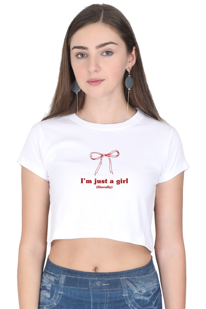 I'm just a girl - Crop Top - White