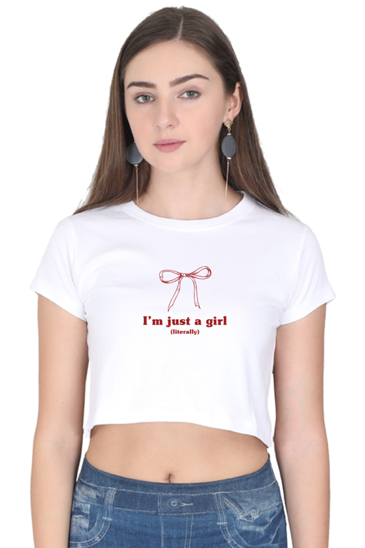 I'm just a girl - Crop Top - White