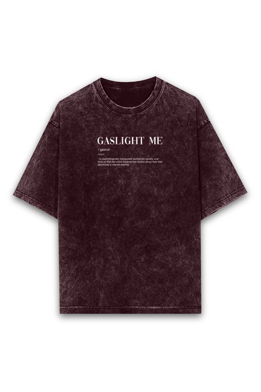 Gaslight Me - Black/Maroon/Navy Blue - Unisex Acid Wash Oversized Tee