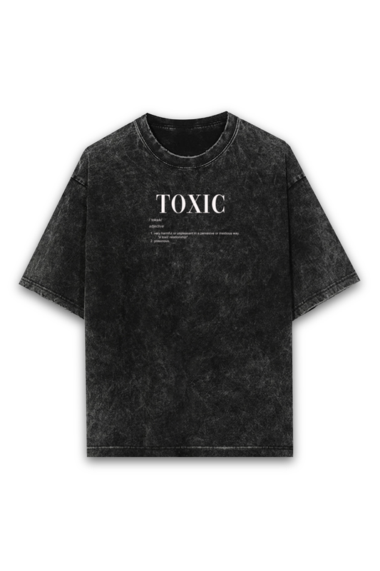 Toxic - Black/Maroon/Navy Blue - Unisex Acid Wash Oversized Tee