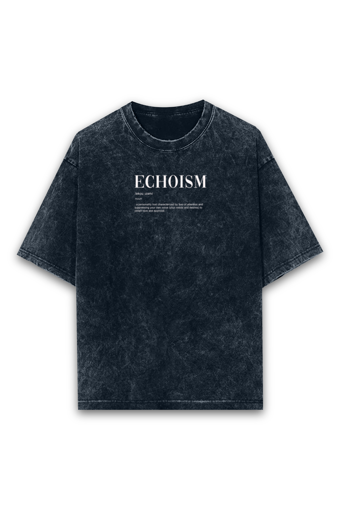 Echoism - Black/Maroon/Navy Blue - Unisex Acid Wash Oversized Tee