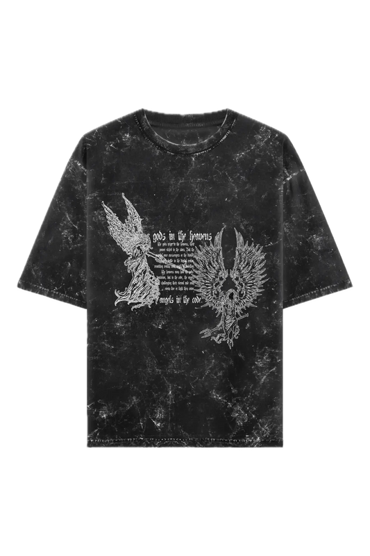 gods & angels - Acid Wash Oversized Tee - Black