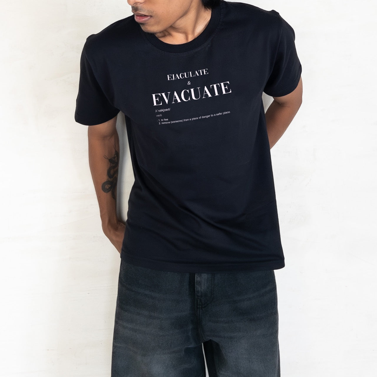 Ejaculate & Evacuate - Standard Crew T-shirt - Black