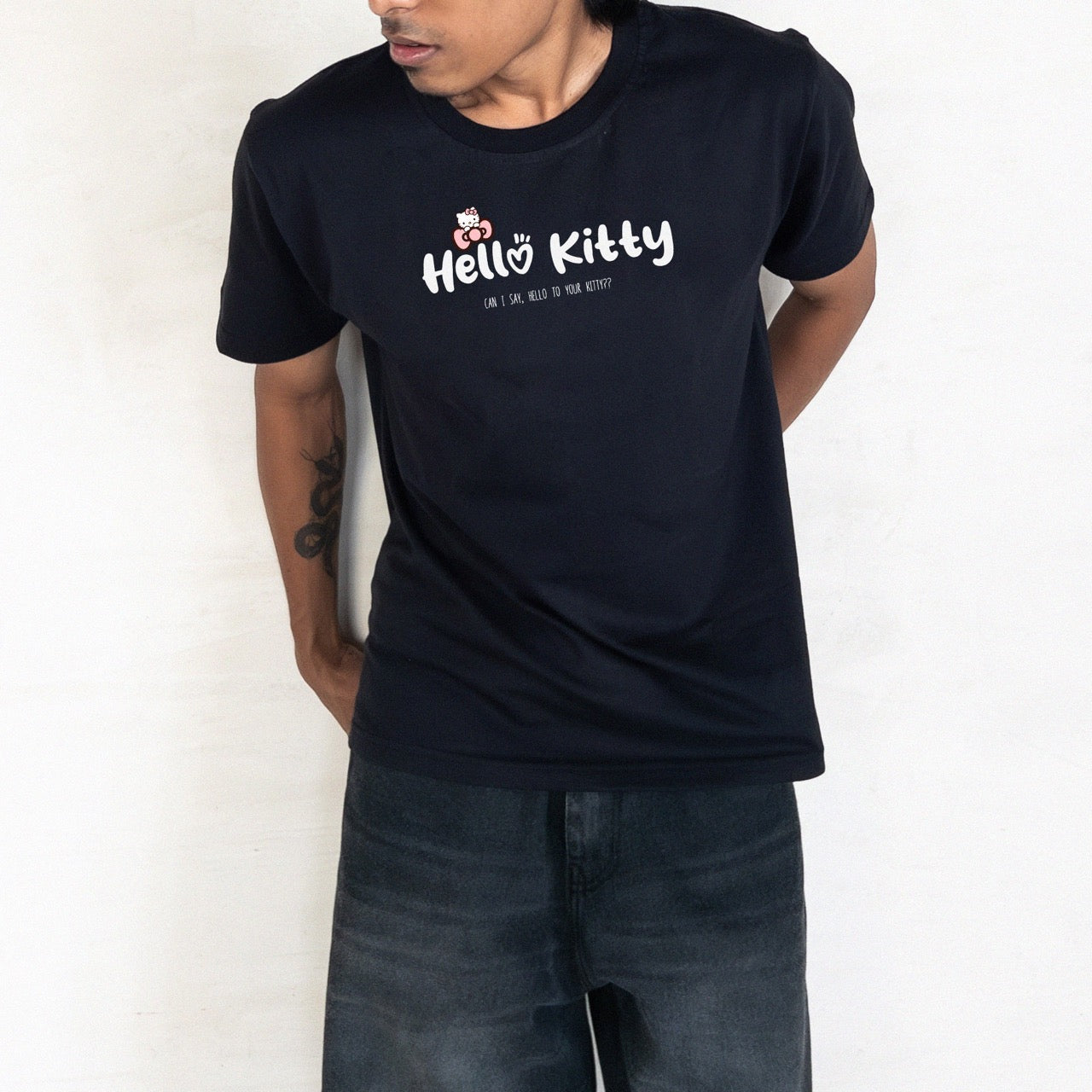 Hello Kitty (Can I say Hello to your Kitty?) - Standard Crew T-Shirt - Black