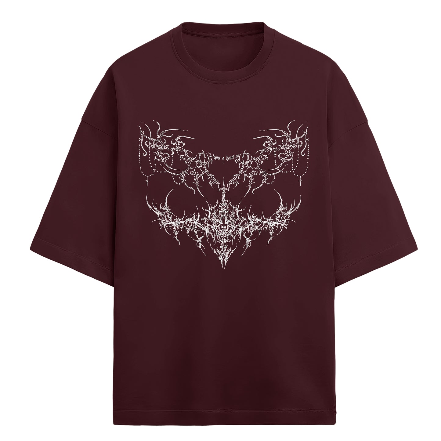 I have a heart on - Terry Oversized Tee - Black/Lavender/flamingo/NavyBlue/Maroon