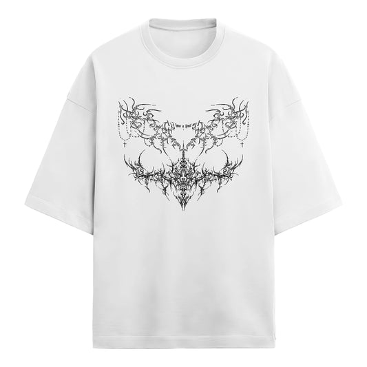 I have a heart on - Terry Oversized Tee - White/Lavender